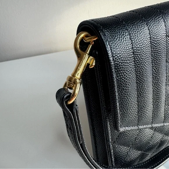 Yves Saint Laurent Black Quilted Clutch with Gold Logo - Picture 5 of 8